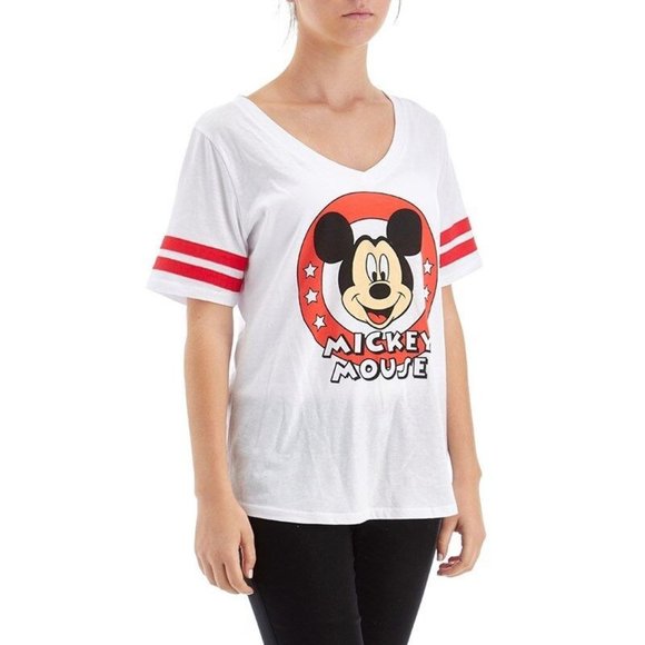 Disney Tops - Disney Mickey Mouse Varsity Striped T-Shirt  Women's Junior Size X-Small